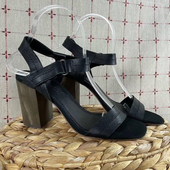 Splendid “Miller” Heeled Sandals Black Leather Block Heel Strappy Shoe Sz 6 - Picture 2 of 9